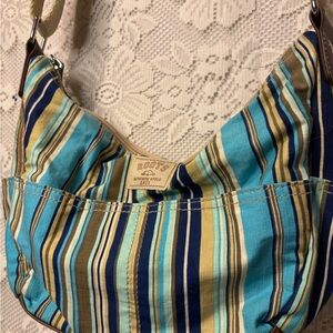 Roots striped crescent crossbody bag